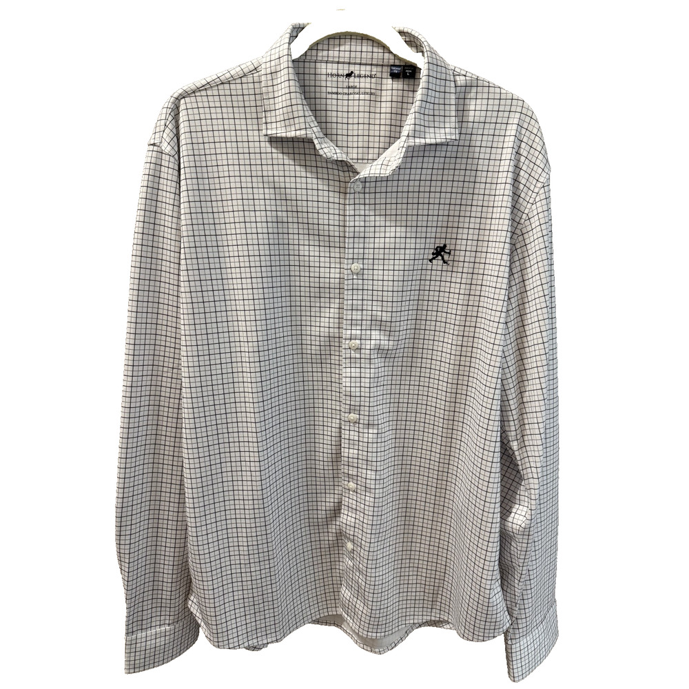 Horn Legend L Blk/Grey/Wht Plaid Button Up Bamboo Preppy Sporty